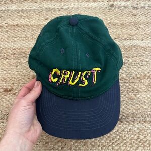 Crust Bikes Embroidered Logo Green and Navy Cap with Adjustable Back Strap